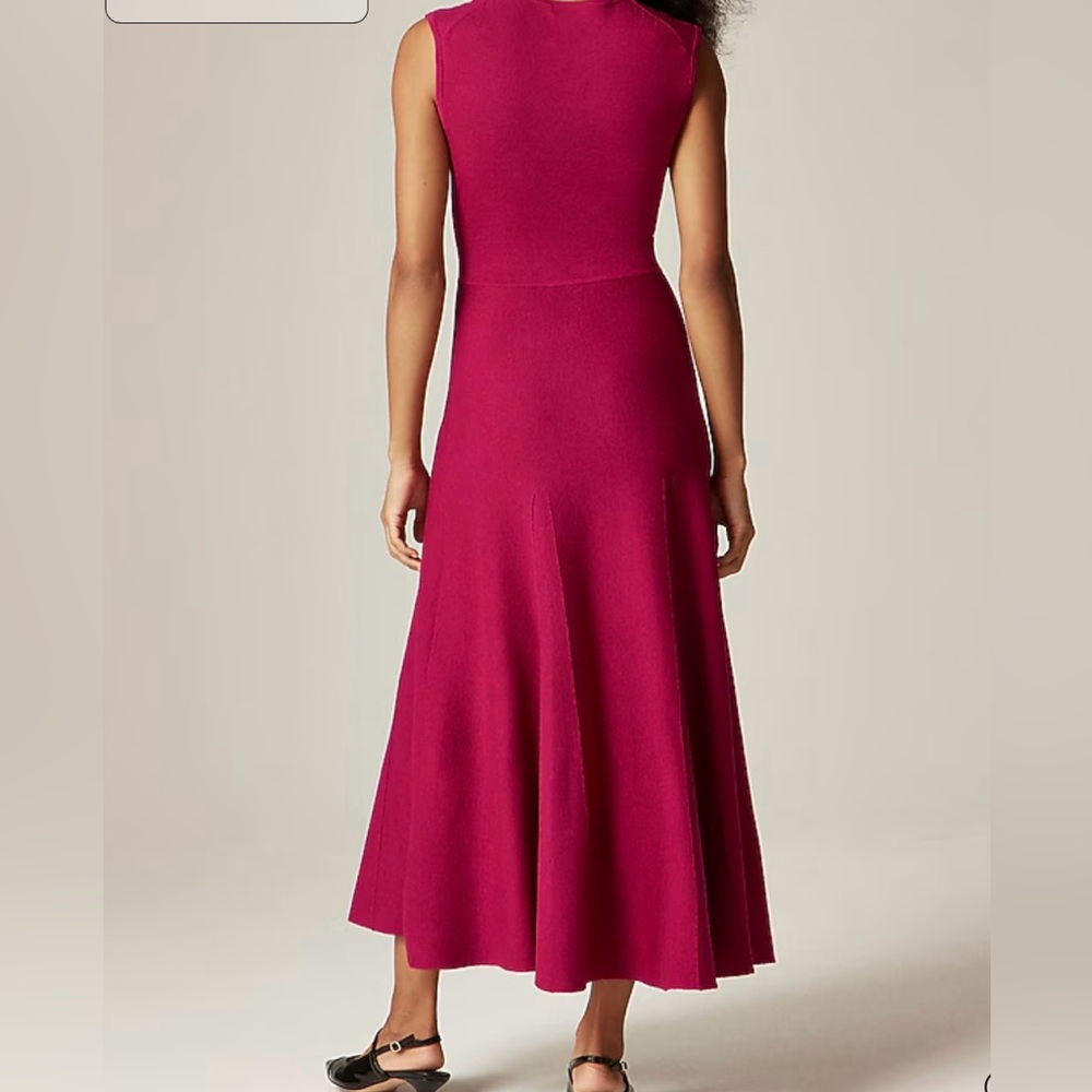 J.Crew NWT Merino wool midi dress M Medium Crimson Rouge A Line - Picture 2 of 2